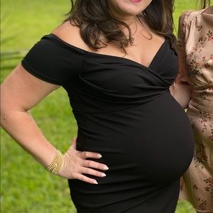 Off-Shoulder Black Maternity Dress